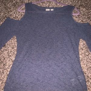 Blue sweater with shoulder cut out!